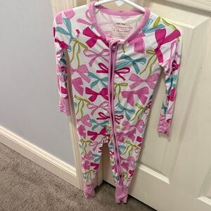 Pink and Green Bow Print Baby Onesie